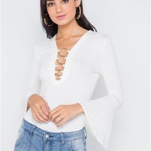 Uniq Ivory Plunge Top